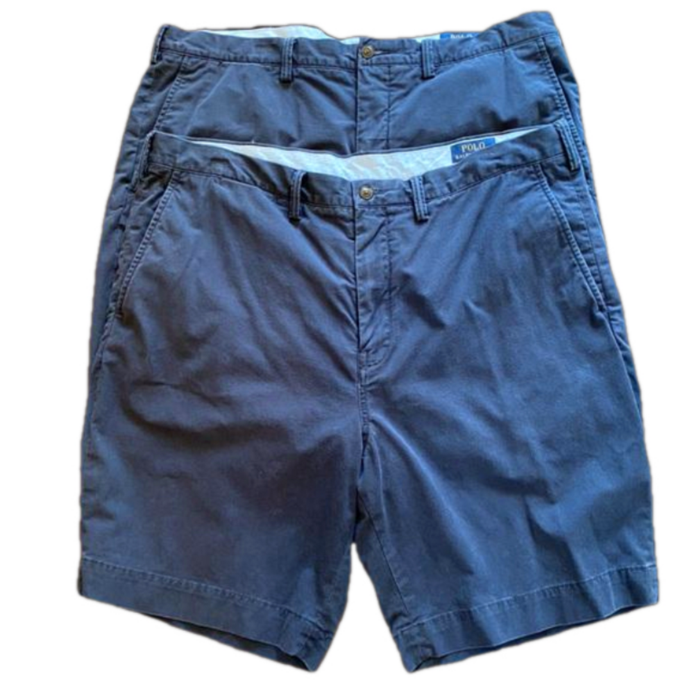 2 EUC Polo Ralph Lauren Navy classic fit flat front short 38